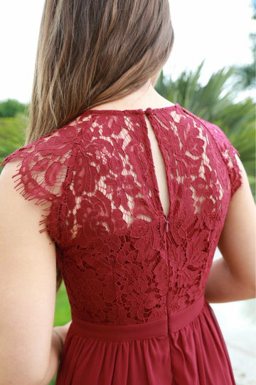 Red Scallop Edge Sleeveless Lace Dress Double Second